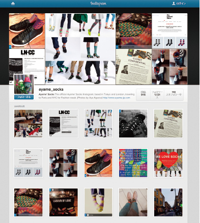 Ayame’ socks社のインスタグラム画像例